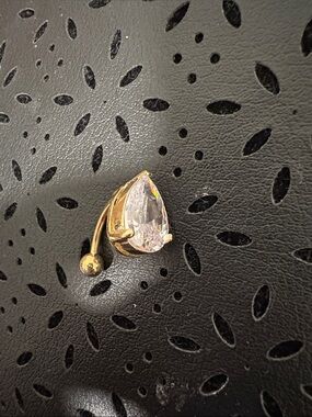 Gold Teardrop Cubic Zirconia Belly Button Ring - Women Jewelry